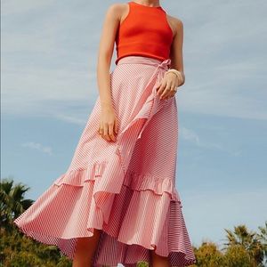 Anthropologie Maeve Ruffled MIDI Skirt